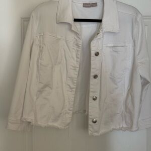 Chico's White Stretchy Denim Short Jacket